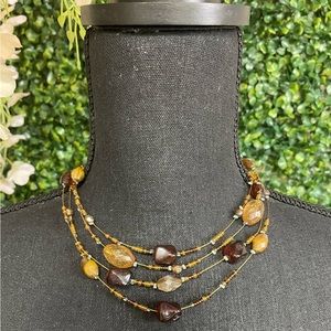 Brown Beaded Multilayer Necklace